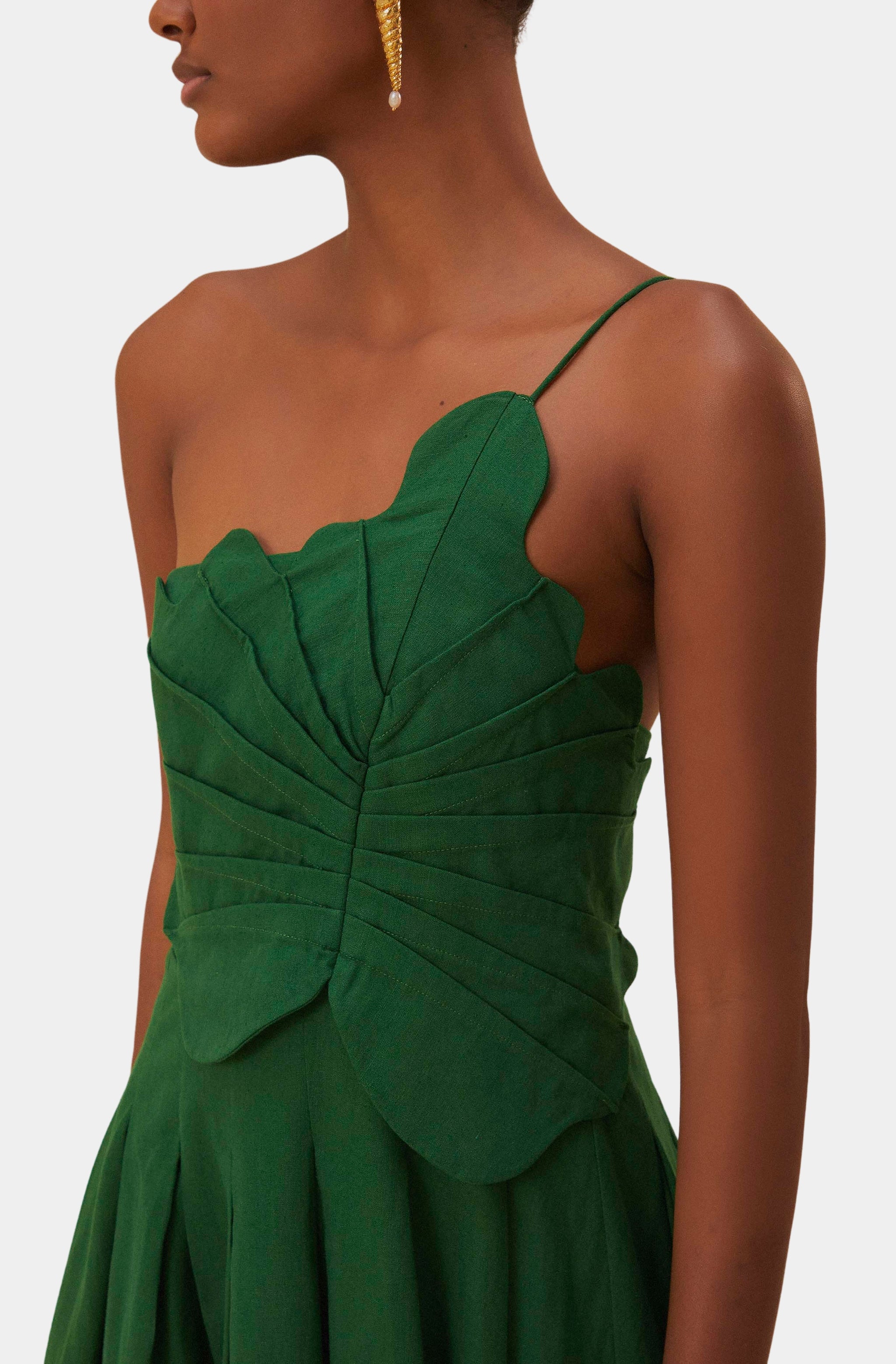 Green One Shoulder Lea Mini Dress